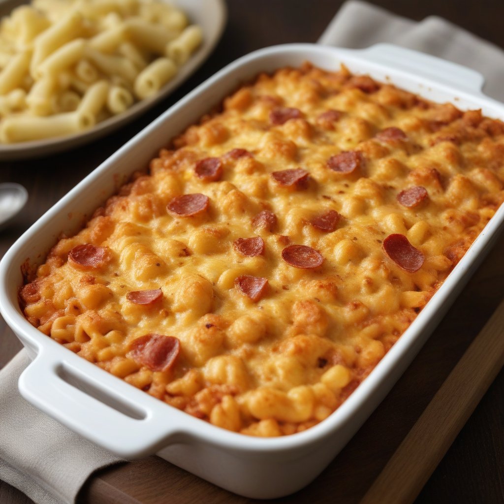 Запеканка с макаронами и колбасой — как средиземноморская пицца из пасты